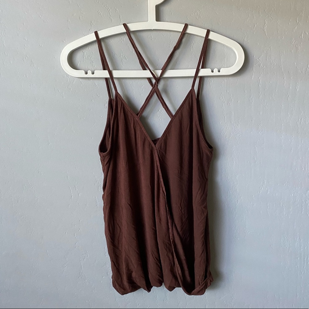 American Eagle Burgundy Soft & Sexy Cross Front Wrap Top